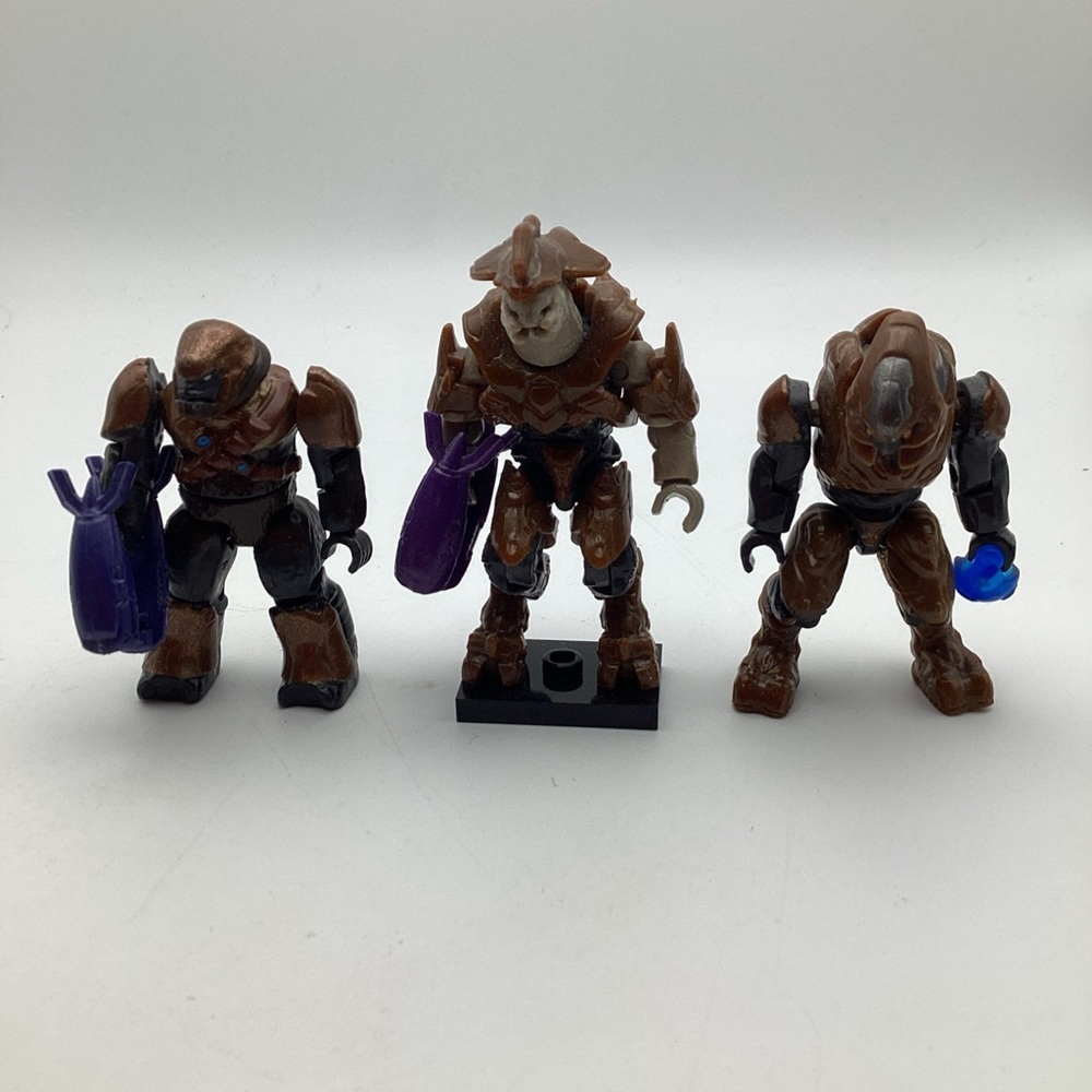 HALO x 3 Elite Brute Mega Bloks Construx Copper Squad Covenant Figures Lot